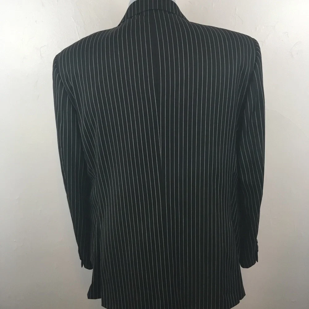 Gianni Manzoni 42r suit black stripes classic made in italy 2 button new ea0125
